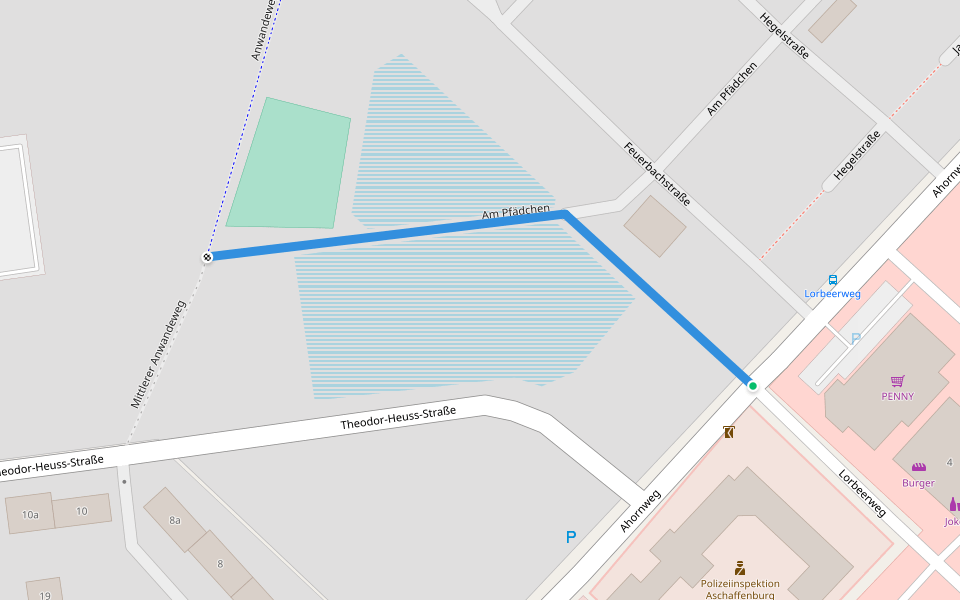 Am Pfädchen walking route map in Aschaffenburg