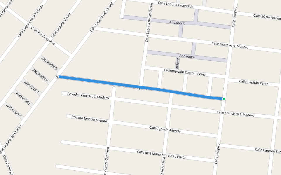 Andador Lago de Texcoco walking route map in Altamira