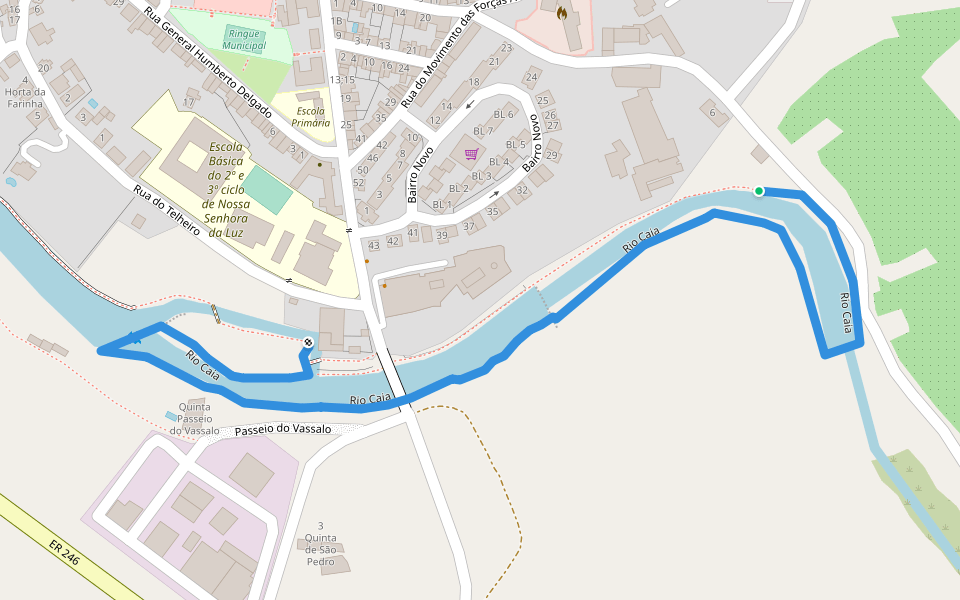 Rio Caia walking route map in Arronches