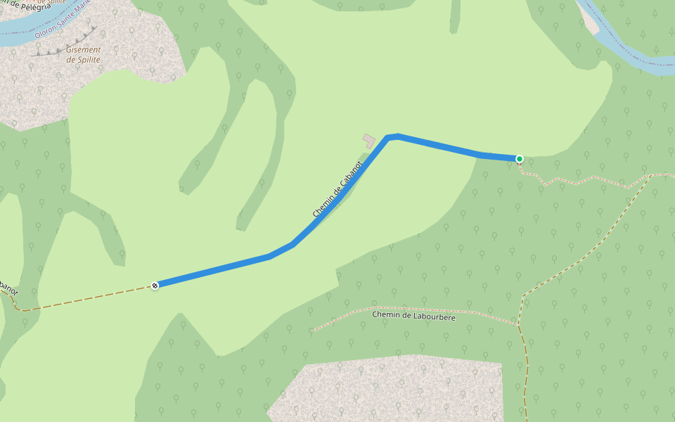 Chemin de Cabanot walking route map in Oloron-Sainte-Marie