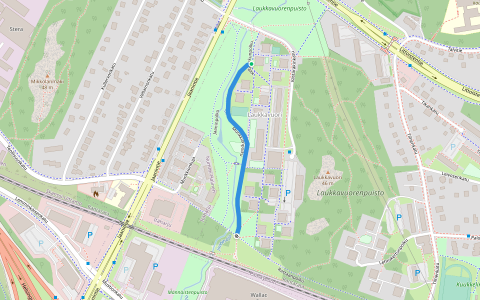 Munkkionpolku walking route map in Turku