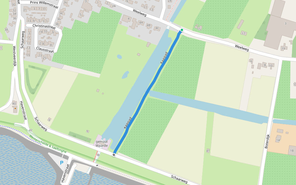 Kaaipad walking route map in Waarde