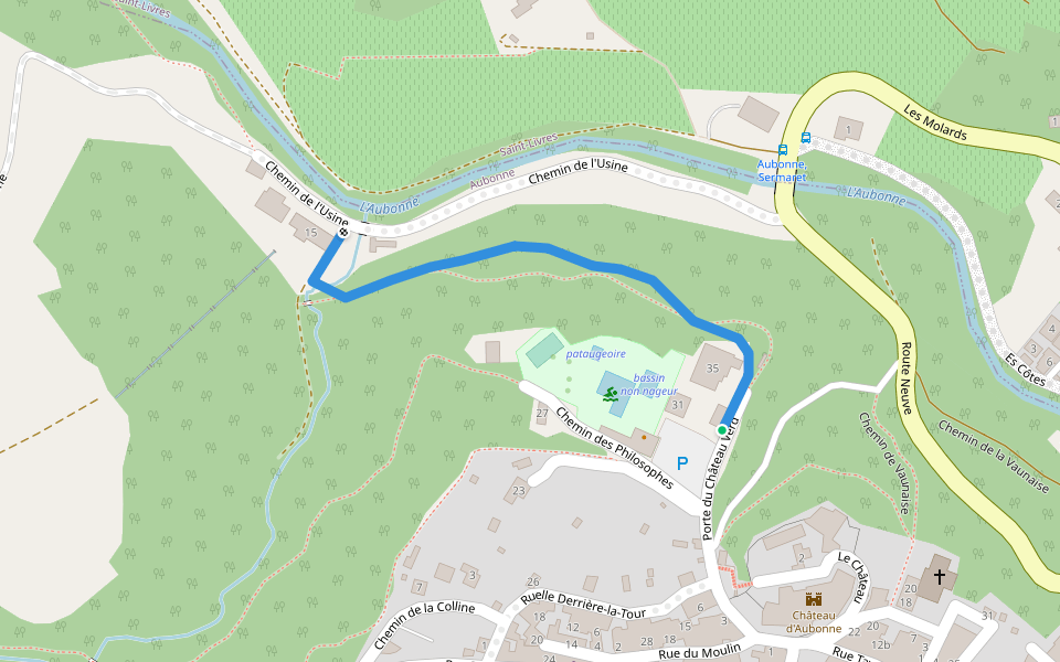 Porte du Château Verd walking route map in Aubonne