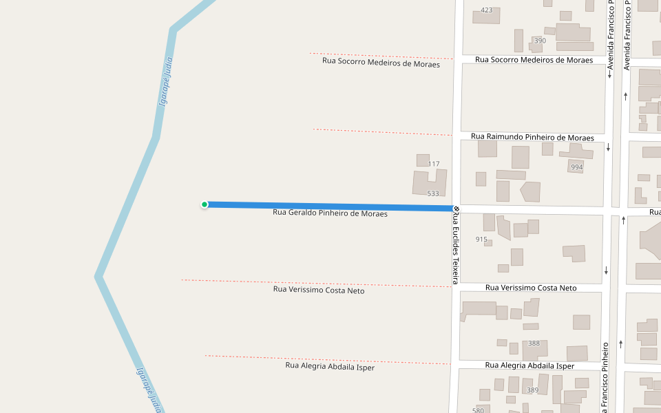 Rua Geraldo Pinheiro de Moraes walking route map in Rio Branco