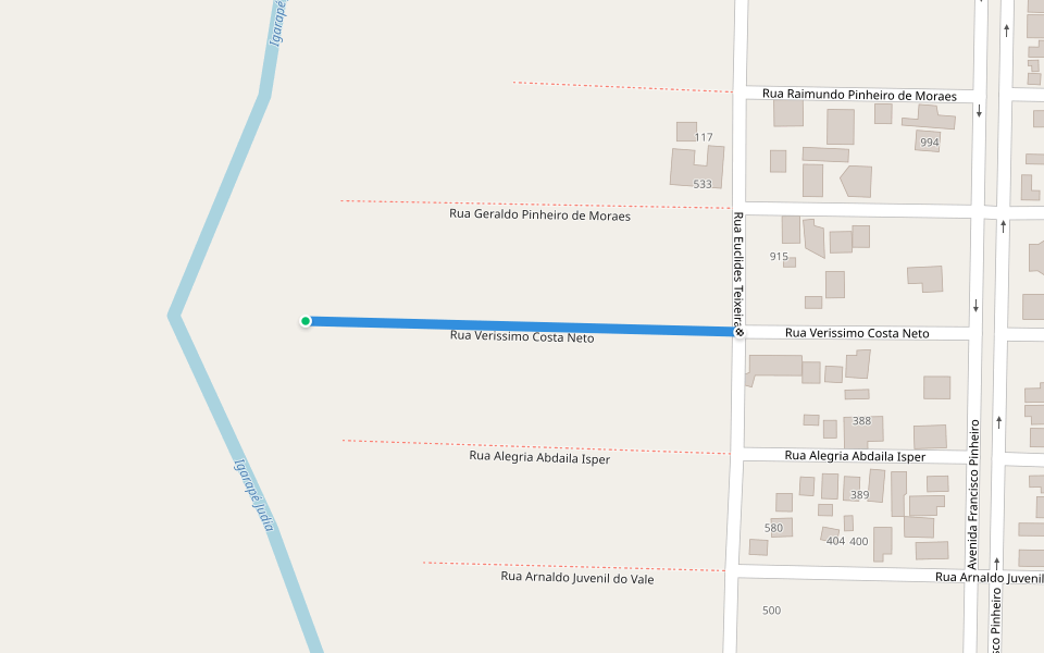 Rua Verissimo Costa Neto walking route map in Rio Branco