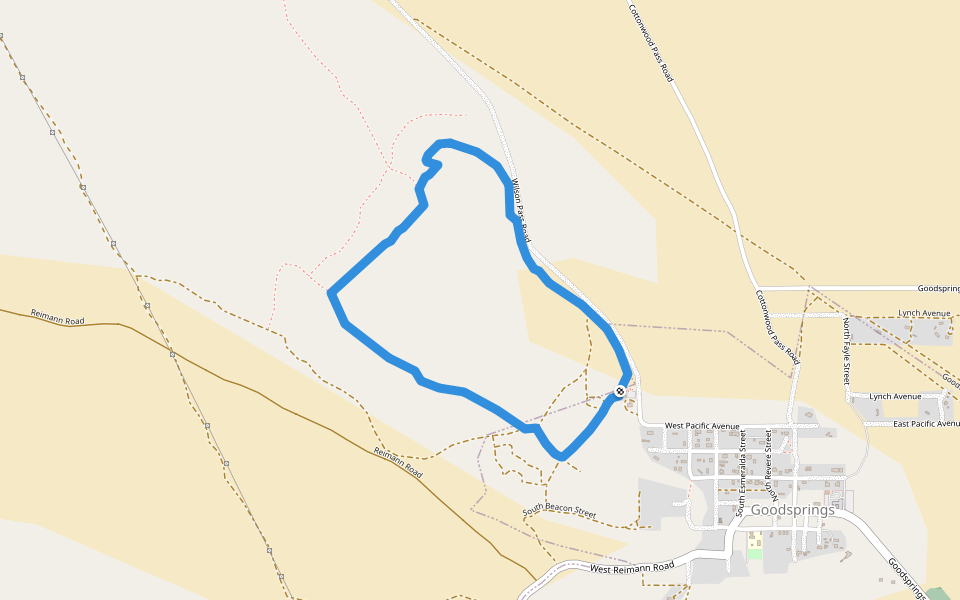 Godsprings Trail walking route map in Goodsprings