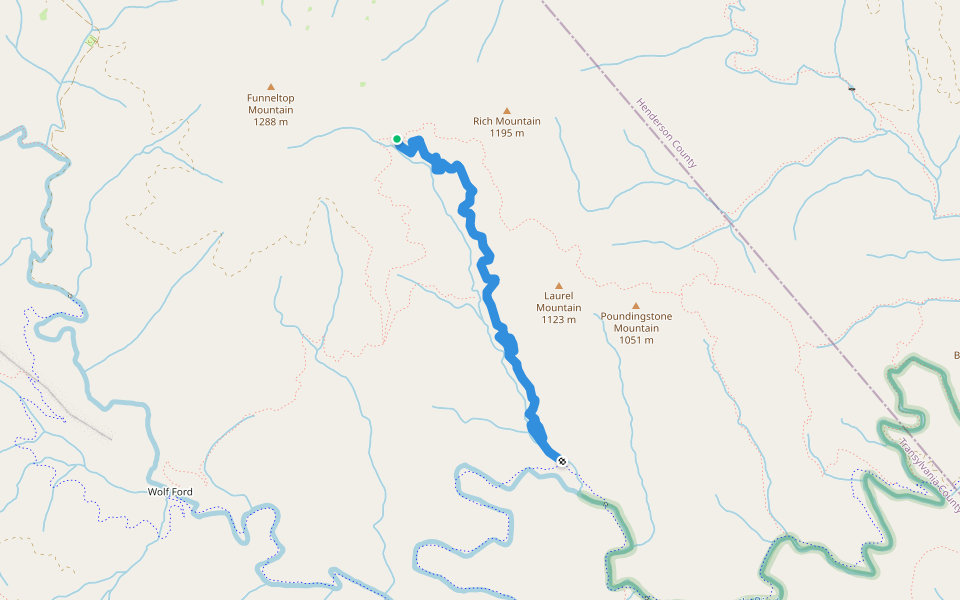 Cantrell Creek walking route map in Horse Shoe