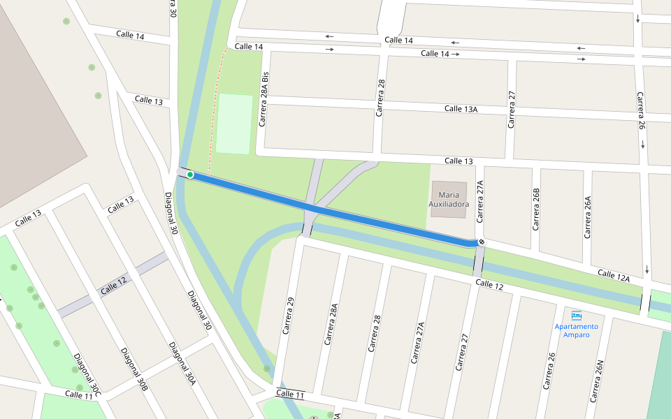 Calle 12A walking route map in Palmira