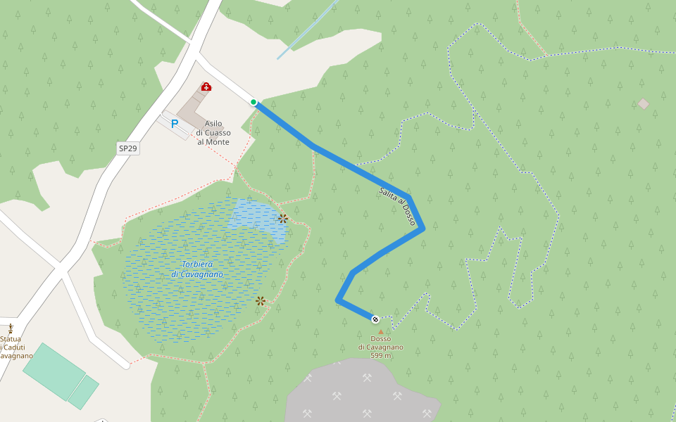 Salita al Dosso walking route map in Cuasso al Monte