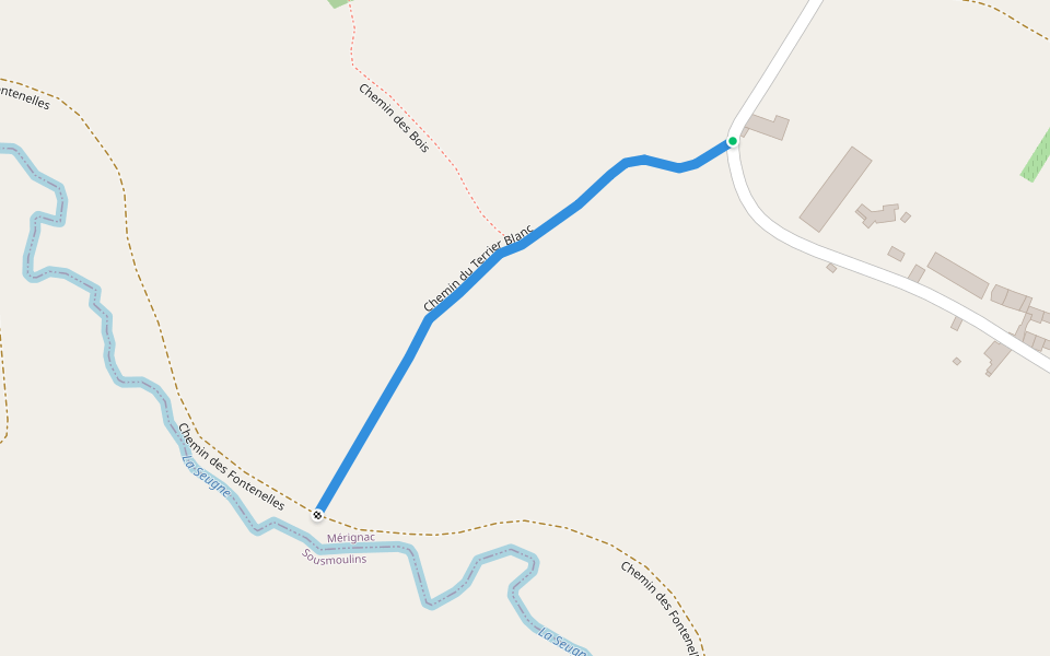 Chemin du Terrier Blanc walking route map in Mérignac