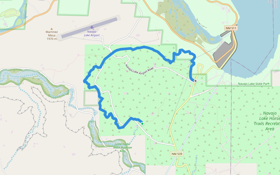 Skeleton Canyon to River Overlook walking route map in Navajo Dam