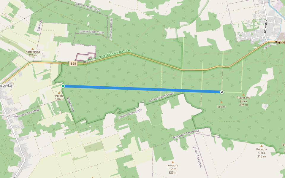Linia Gospodarcza walking route map in Tereszpol-Zaorenda