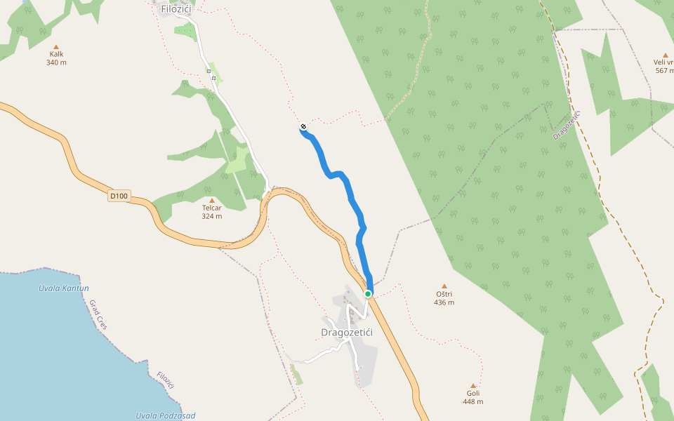 Percorso Tramuntana walking route map in Dragozetići