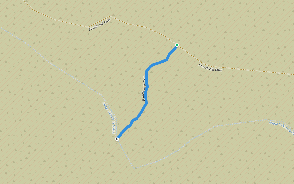Bajada al Arroyo walking route map in La Calera