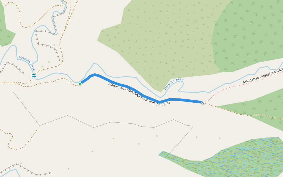 Mangahao - Manahika Track  and  Te Araroa walking route map in Ōtaki