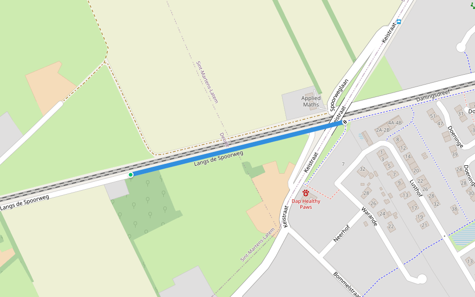 Langs de Spoorweg walking route map in Sint-Martens-Latem