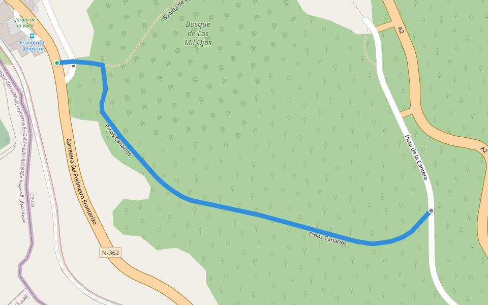 Pinos Canarios walking route map in Belyounech
