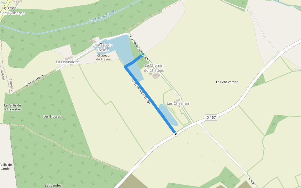 Le Chemin des Étangs walking route map in Champéon