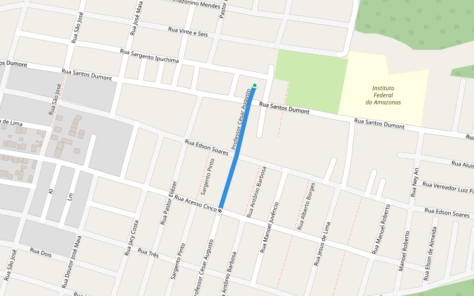 Professor César Augusto walking route map in Tabatinga