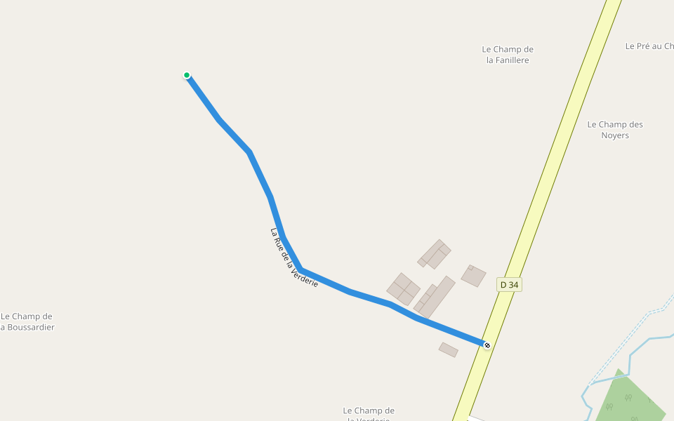 La Rue de la Verderie walking route map in Saint-Fraimbault-de-Prières