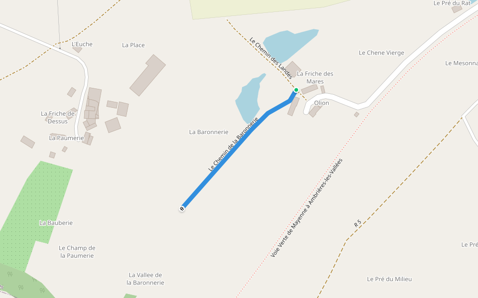 Le Chemin de la Baronnerie walking route map in Saint-Fraimbault-de-Prières