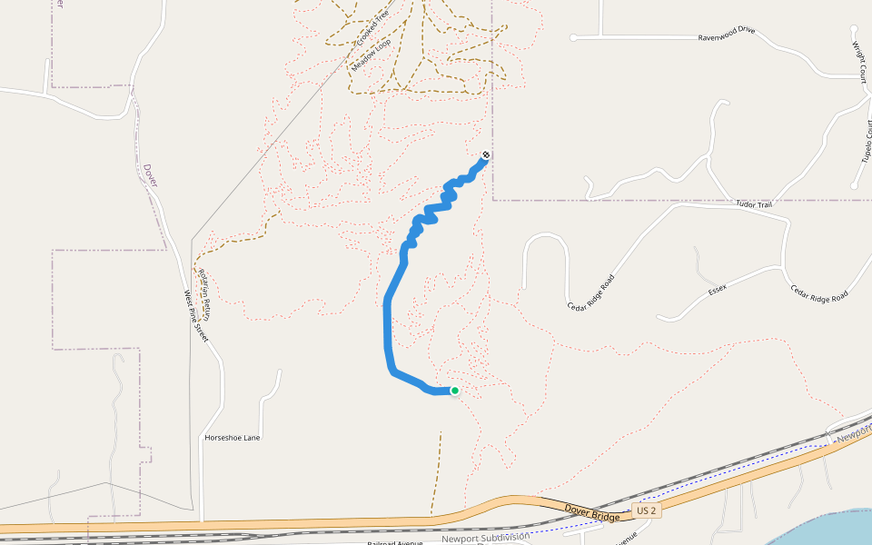 Pipeline Trail walking route map in Dover