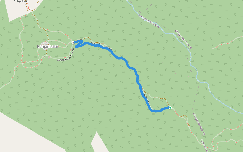 Ranjan Balae to Liude walking route map in Pina