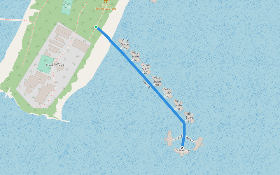 Jetty 2 walking route map in Himmafushi