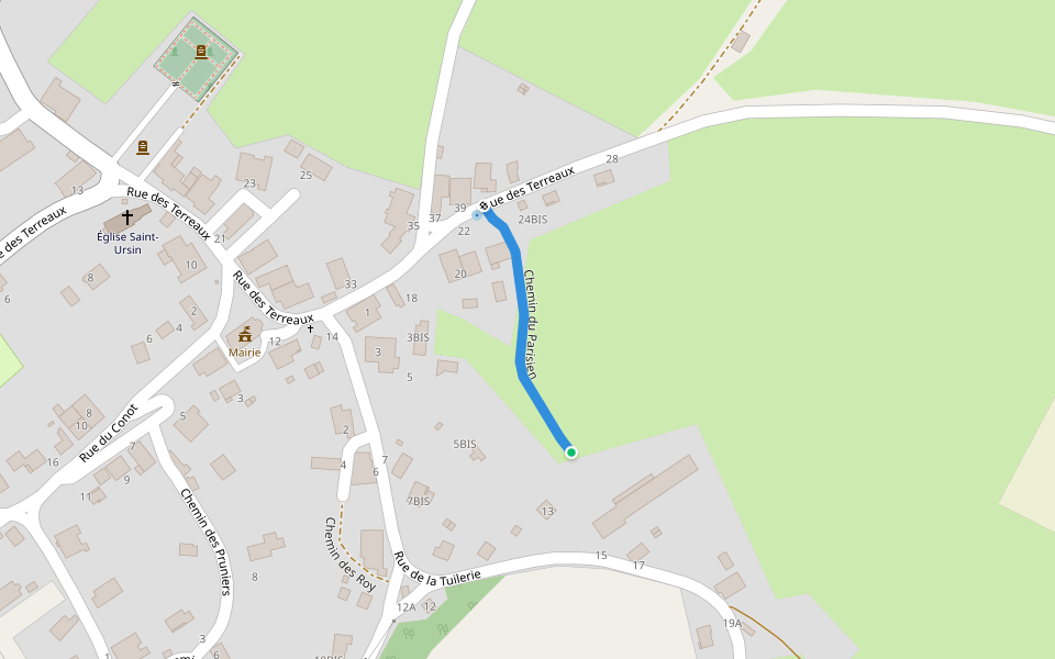 Chemin du Parisien walking route map in Charmoille