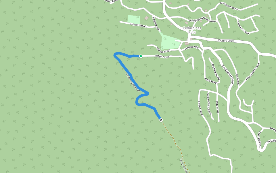 Camp Paivika Road walking route map in Crestline