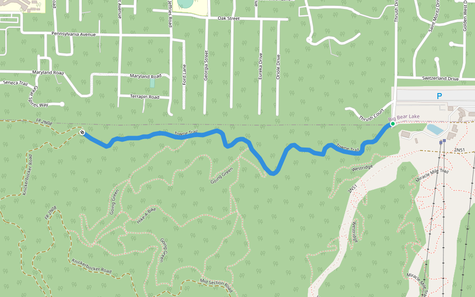 Towne Trail walking route map in Big Bear Lake