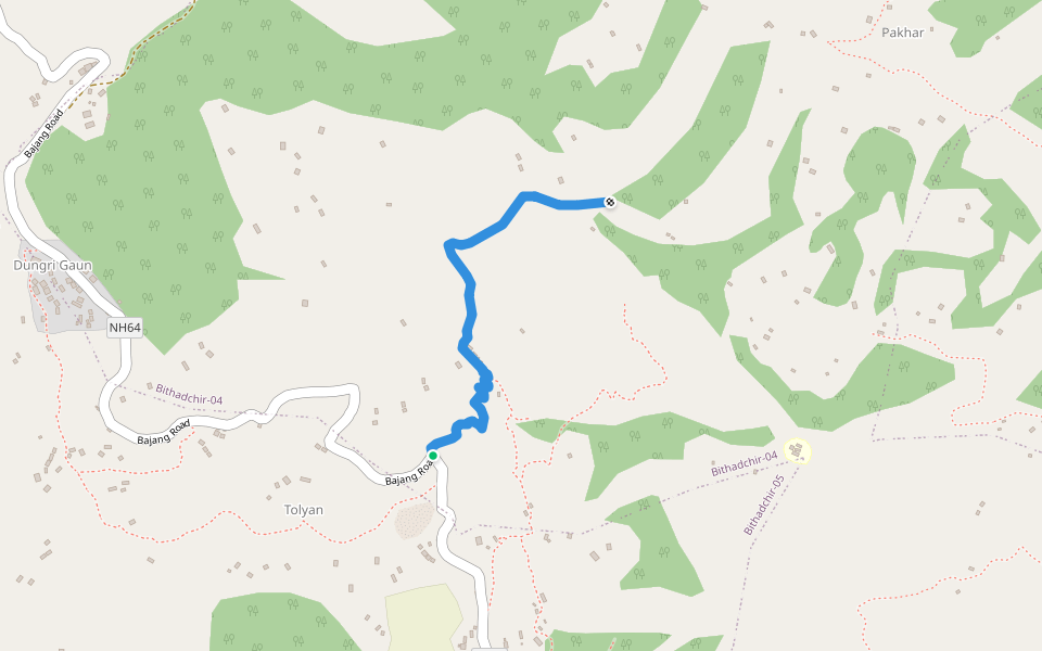 Ballekhola to Bhatkada path walking route map in Shivaling