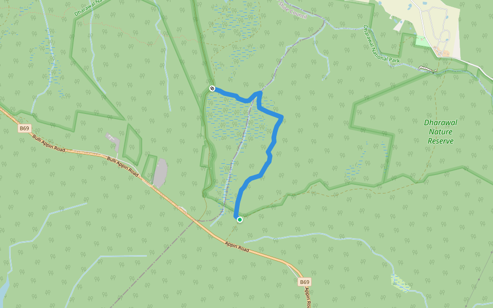 Iluka Creek Track walking route map in Cataract