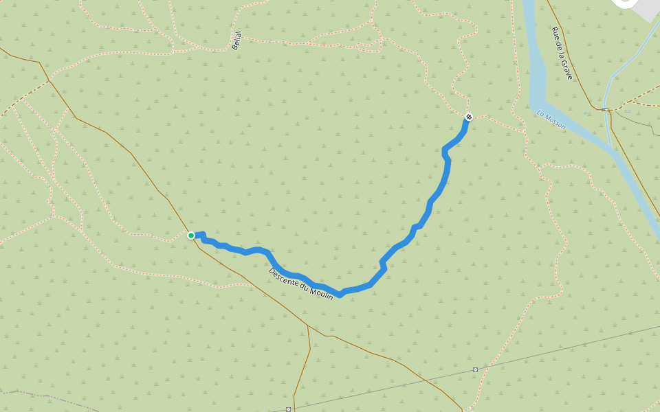 Descente du Moulin walking route map in Grabels