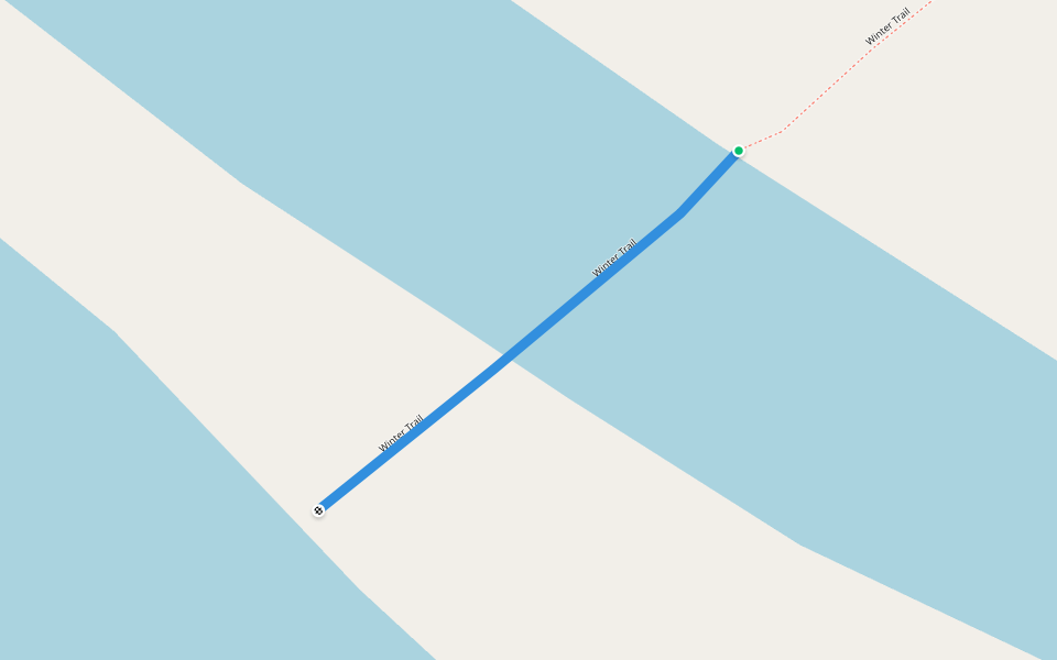 Winter Trail walking route map in Inuvik