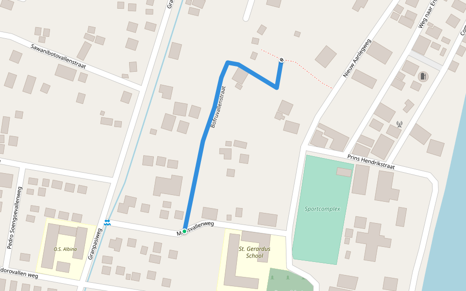 Bofruvallenstraat walking route map in Albina