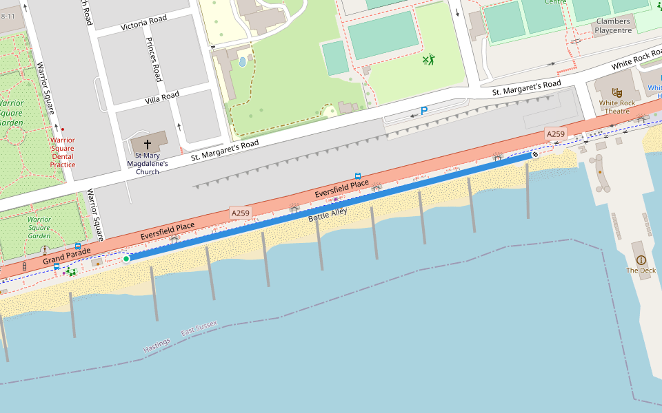 Bottle Alley walking route map in Saint Leonards