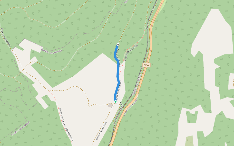 Chemin de Pathiaux walking route map in Touillon-et-Loutelet