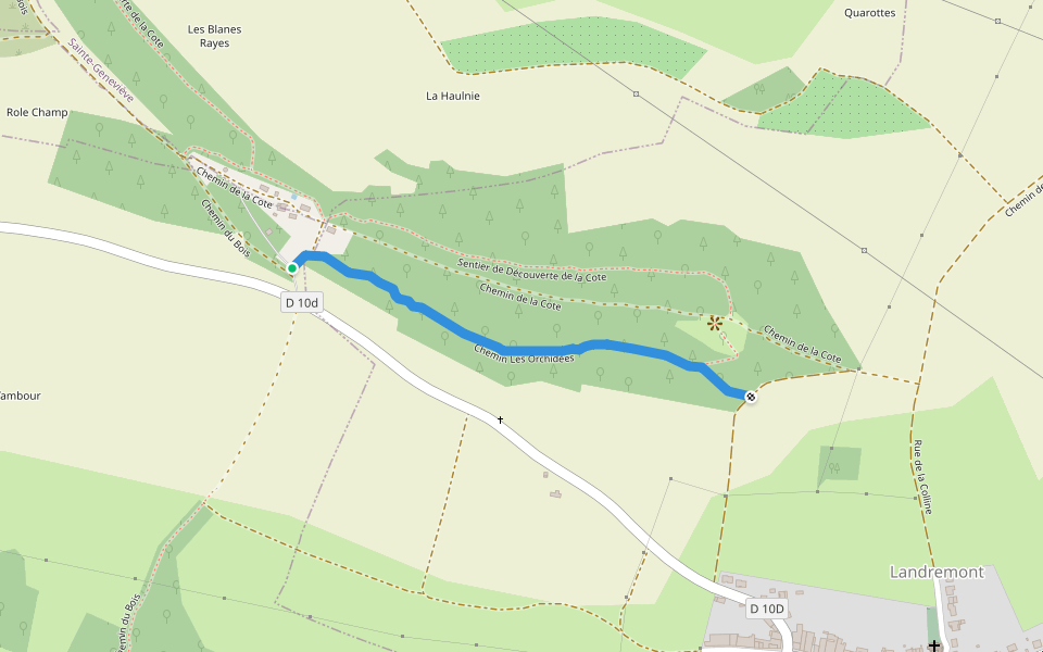 Chemin Les Orchidées walking route map in Sainte-Genevieve