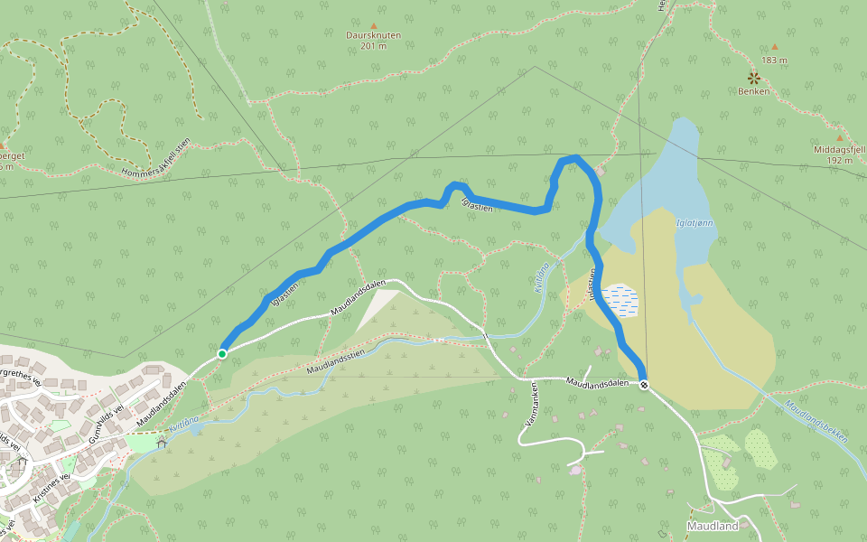 Iglastien walking route map in Hommersåk