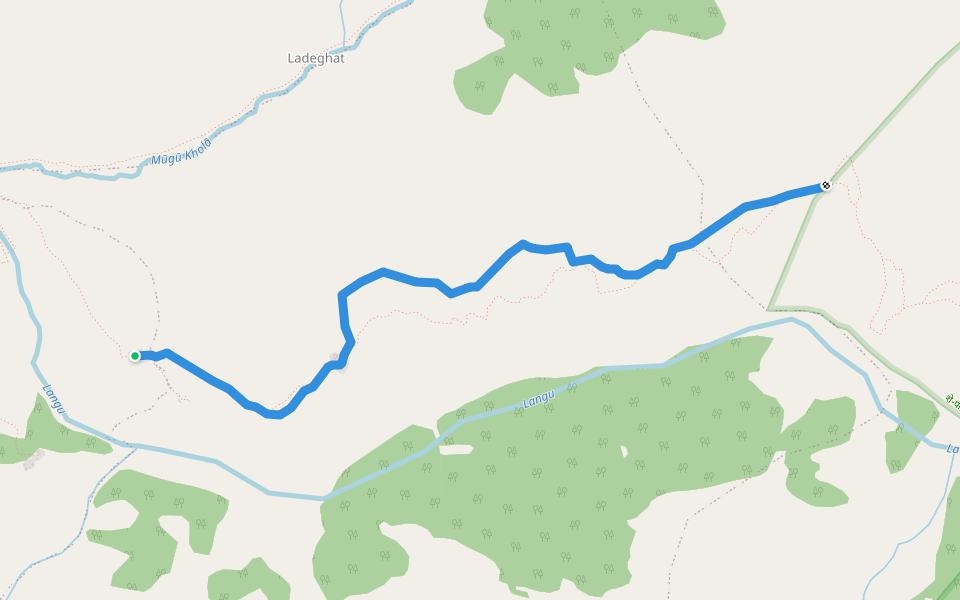 Karti to Dolphu walking route map in Kimri