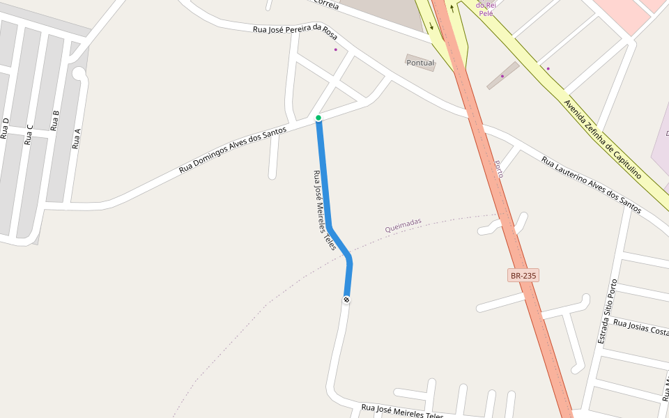 Rua José Meireles Teles walking route map in Itabaiana