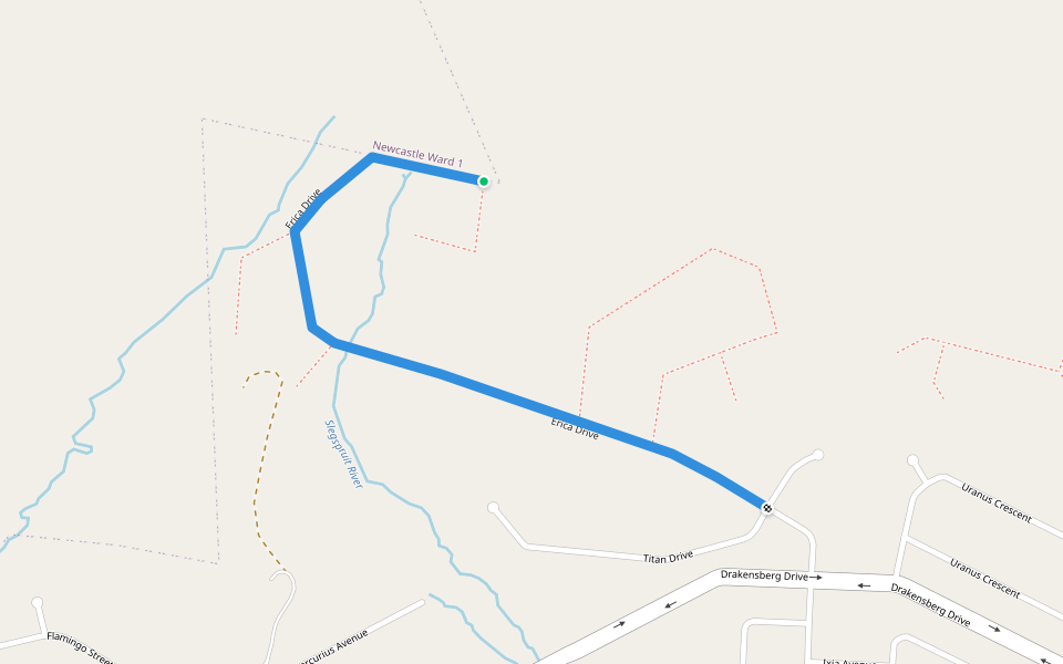 Erica Drive walking route map in Newcastle