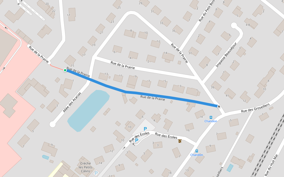 Rue de la Prairie walking route map in Chasseneuil-du-Poitou