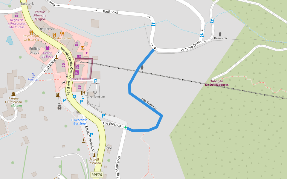 Los Fresnos walking route map in Los Cocos