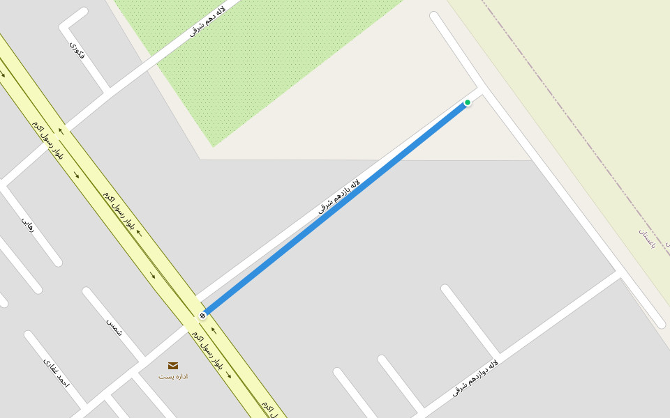 لاله یازدهم شرقی walking route map in Baghestan