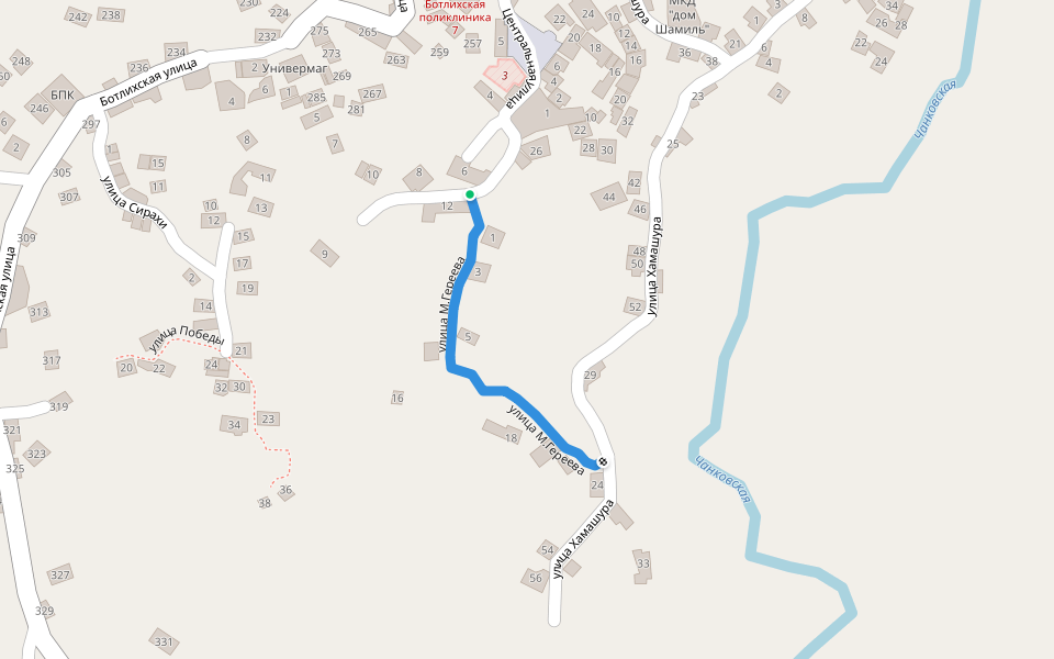 улица М.Гереева walking route map in Botlikh