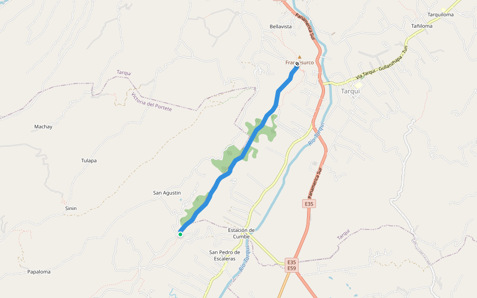Sendero Francesurco walking route map in San Agustín
