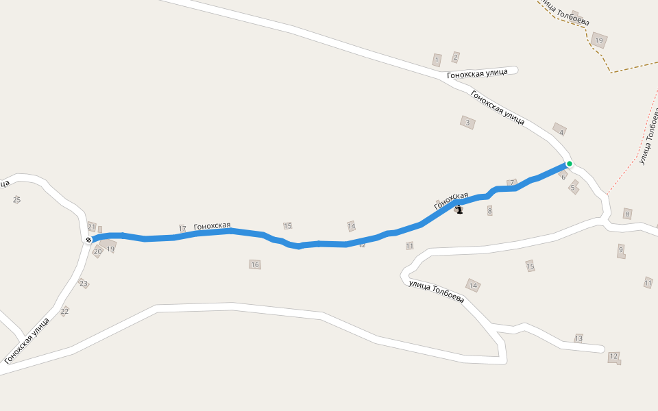 Гонохская walking route map in Alak