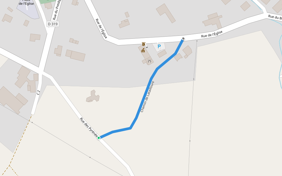 Chemin de Latailloure walking route map in Herrère